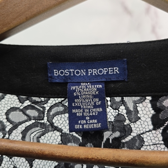 Boston Proper Blazer Womens Small Black Lace Crochet Sleeve Jacket Office - Picture 3 of 10